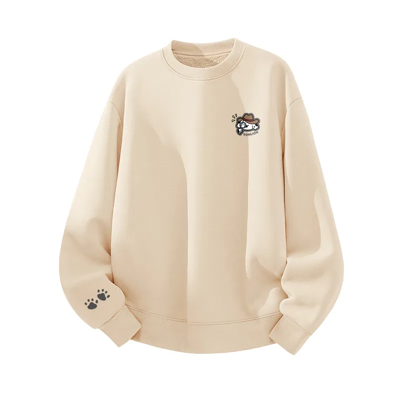 Детский свитшот на флисе с принтом Tonlion, Color: (Fleece-lined and Thick)Wine Red (tb Adventure Cowboy Chest Patch_tb Two Claws Left Sleeve Patch) — фото 4