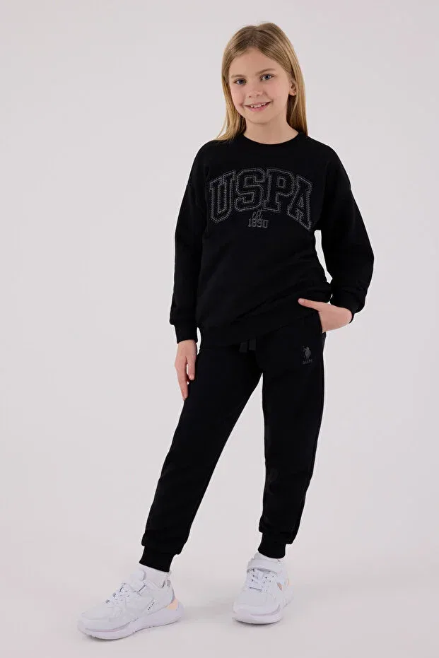 Детский комплект спортивного костюма для девочек U.S. Polo Assn., Black — фото 2