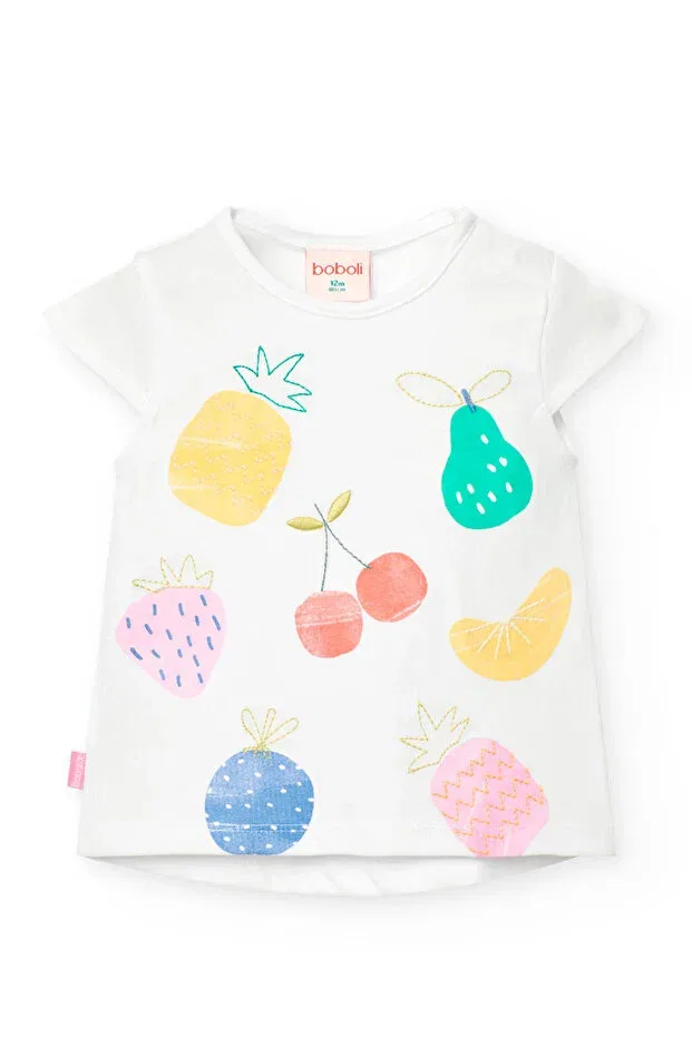 Детская футболка с принтом для девочек Berries Printed Boboli, Multicolor — фото 2