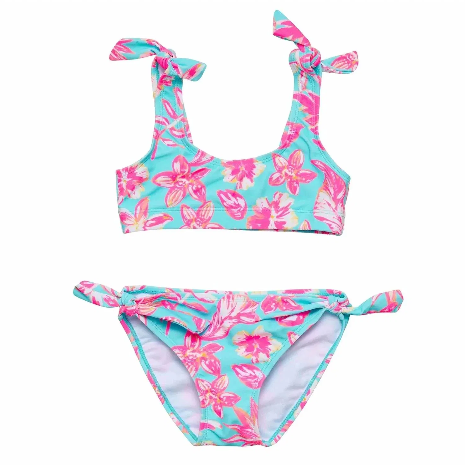 Детский раздельный купальник с цветочным принтом Tropical Glow Recycled Crop Bikini Snapper Rock, синий