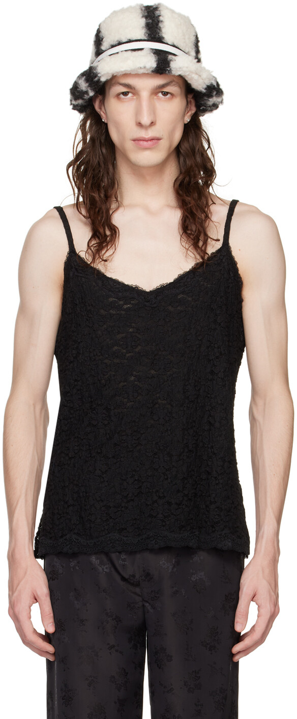 

Эксклюзивная черная майка SSENSE с цветочным принтом Anna Sui