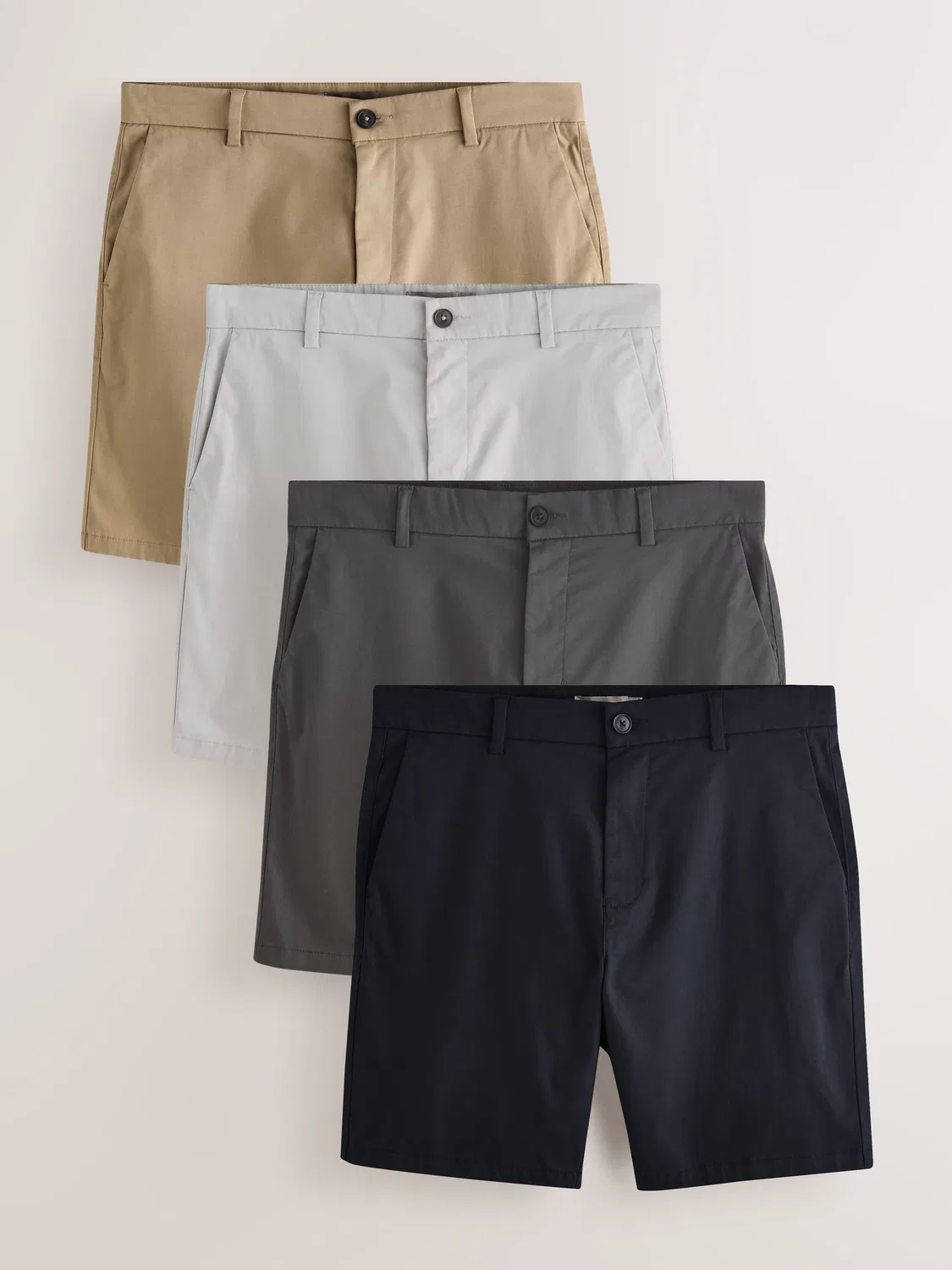 Шорты чинос прямого кроя, набор 4 шт Next, Navy/Stone/Light Grey/Charcoal