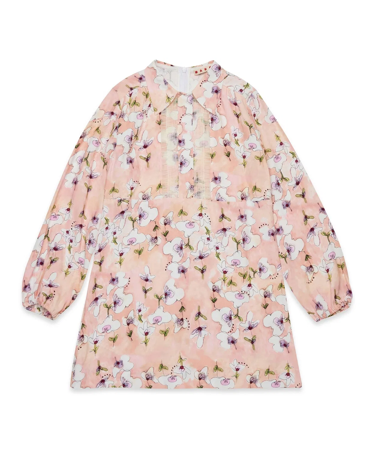 Детское платье-рубашка с цветочным принтом MARNI, Light Pink — фото 3