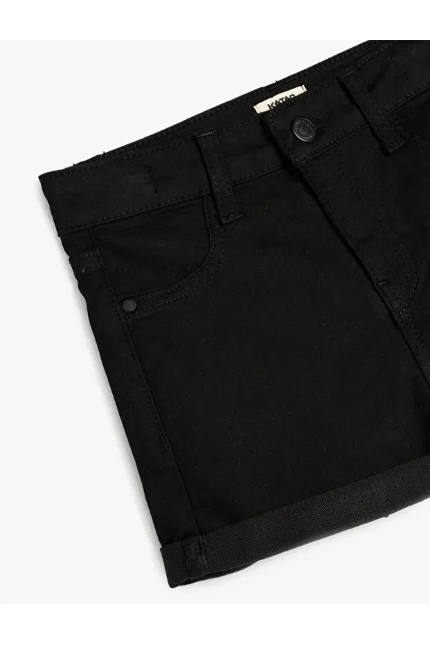 Детские шорты для девочек джинсовые с высокой посадкой Koton, Black — фото 3