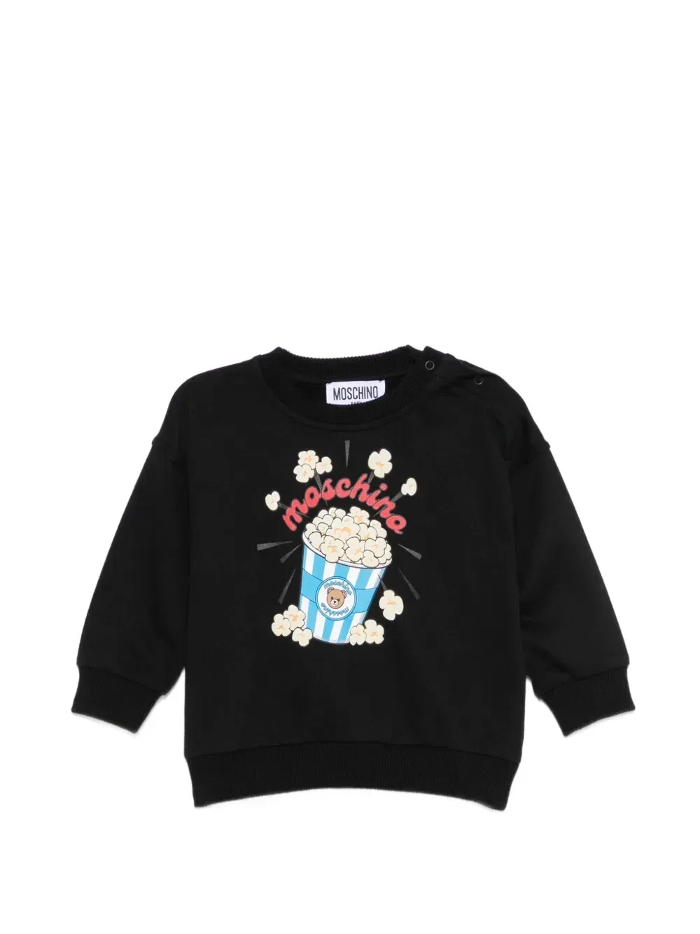 Свитшот с принтом попкорна и кнопками Moschino Kids, черный