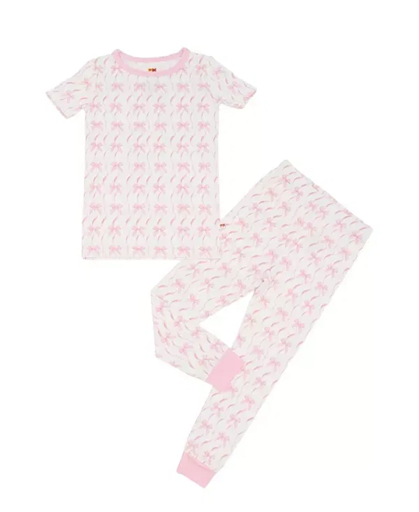 Детский комплект пижам из бамбука для девочек Little Kid Big Kid Petite Hailey, Pink Bow