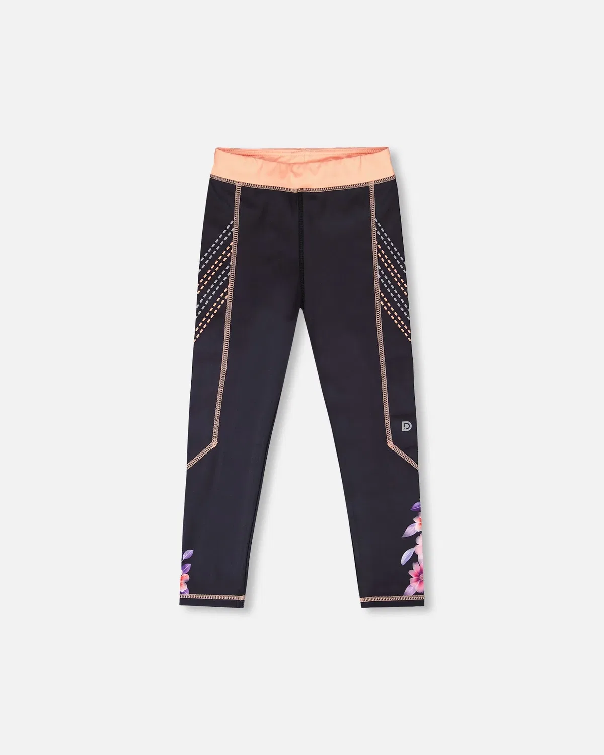 Детские леггинсы спортивные с цветочными деталями Deux par Deux, Black