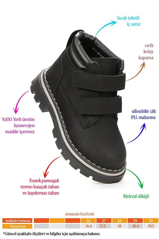 Детские ботинки для девочек на плоской подошве Kiko Kids, Black — фото 3