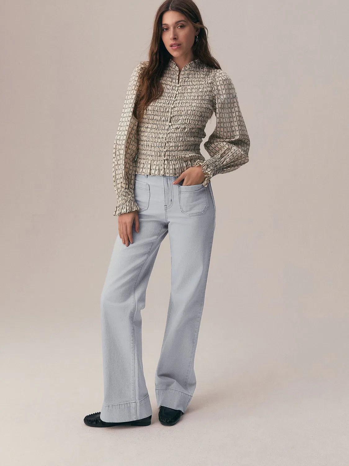 Джинсы широкие с накладными карманами Next, Light Grey