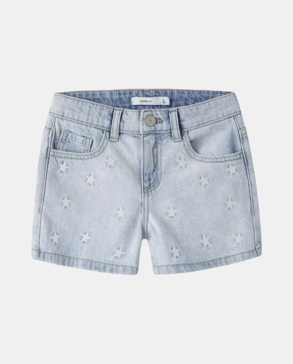 Детские шорты для девочек джинсовые с вышивкой name it, Azul