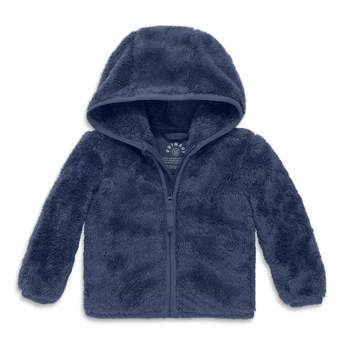 Детское пальто из флиса Teddy с длинной молнией Primary, Sunwashed Navy