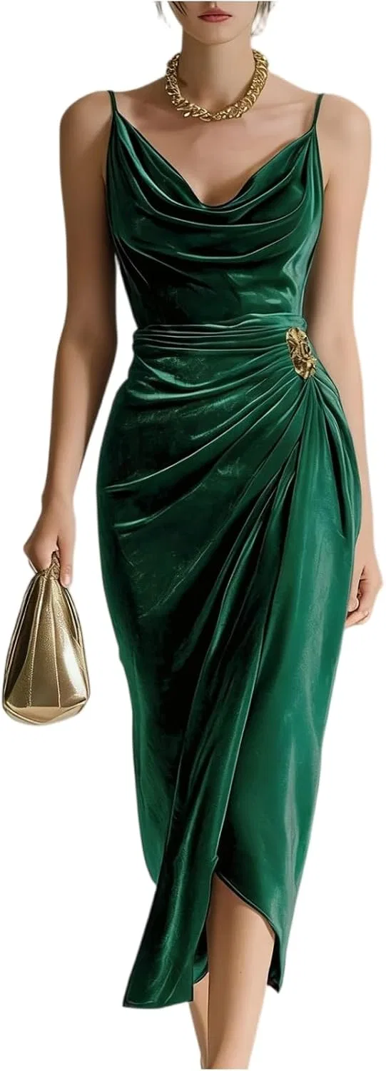 Женское коктейльное платье миди с велюровым и тюлевым декором, Dark Green