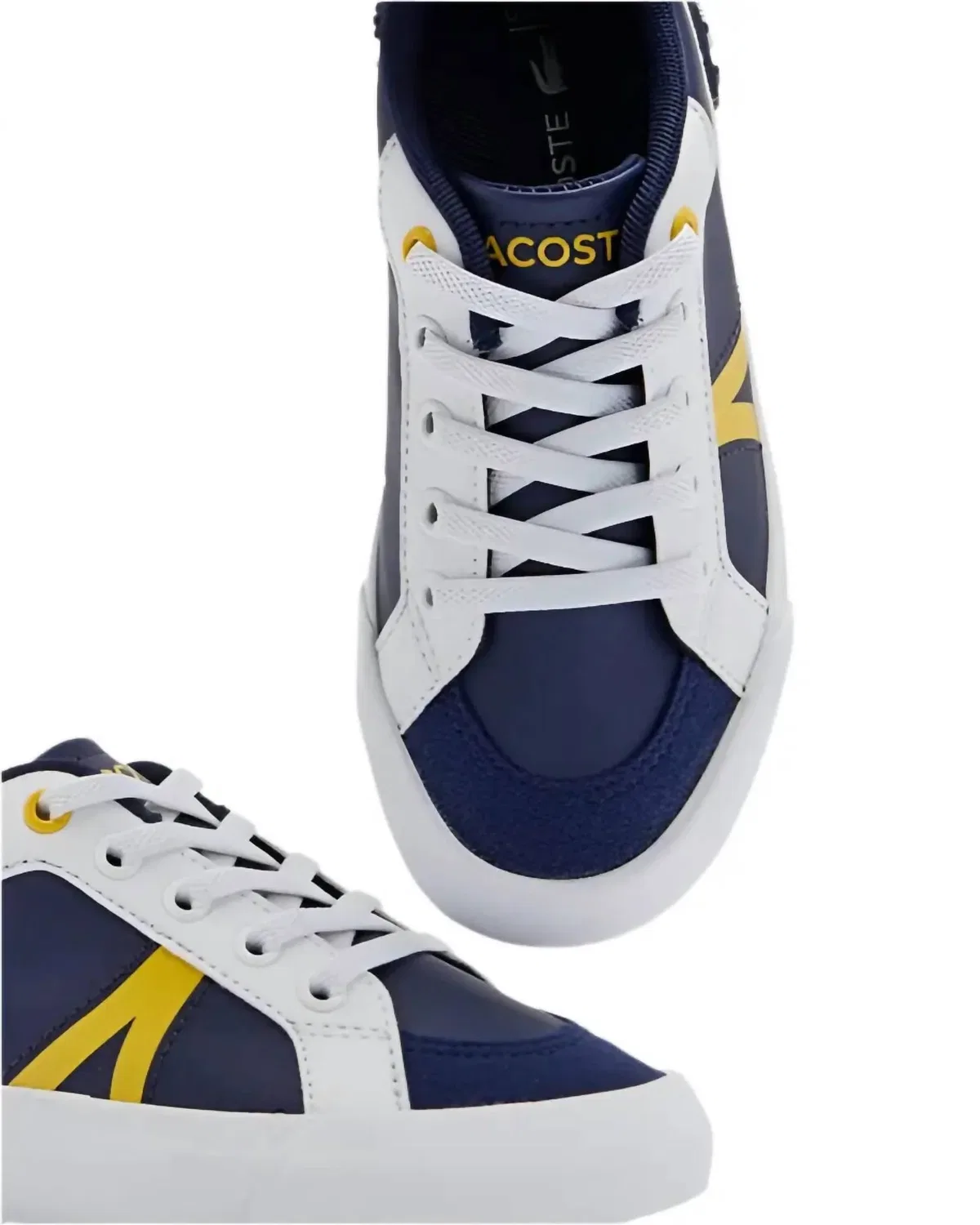 Детские кроссовки из кожи Lacoste L004 223 3 Cuj Sneaker, Navy/Yellow — фото 3