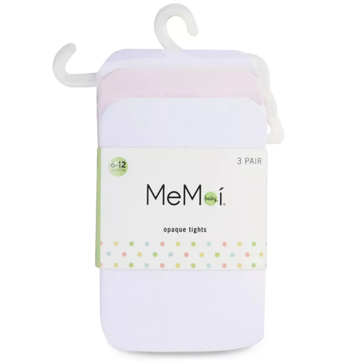 Детские колготки для девочек непрозрачные комплект 3 пары Memoi LEGWEAR, White-Pink-White — фото 2