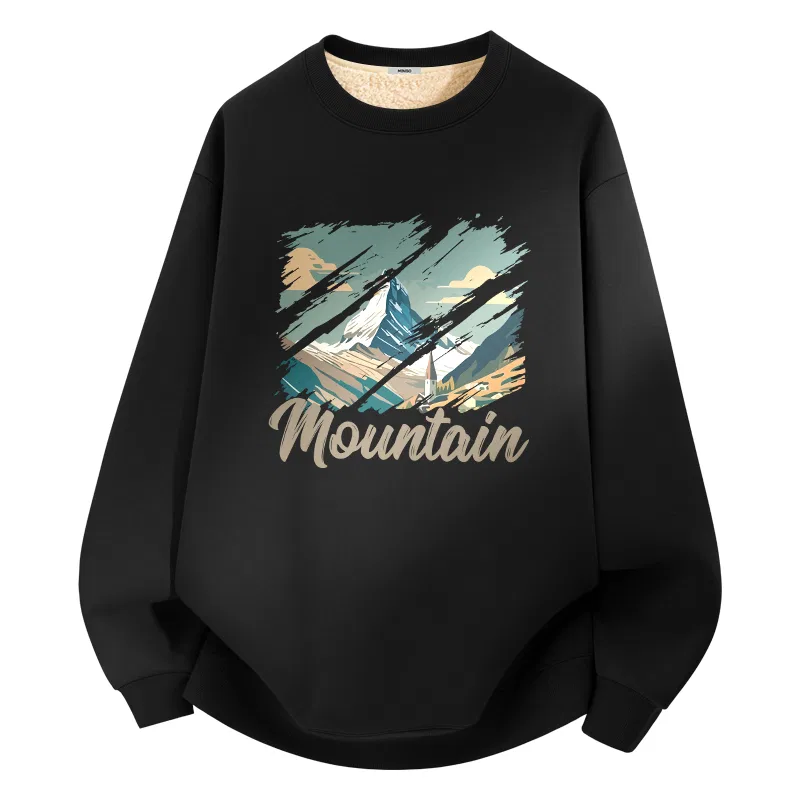 Детское худи с принтом Sherpa Versatile MINISO, Light Beige (Gray Tone Snow Mountains) — фото 3