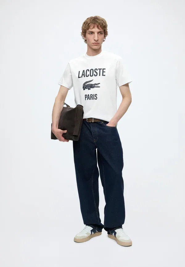 Футболка Lacoste с принтом, хлопок, белый — фото 2