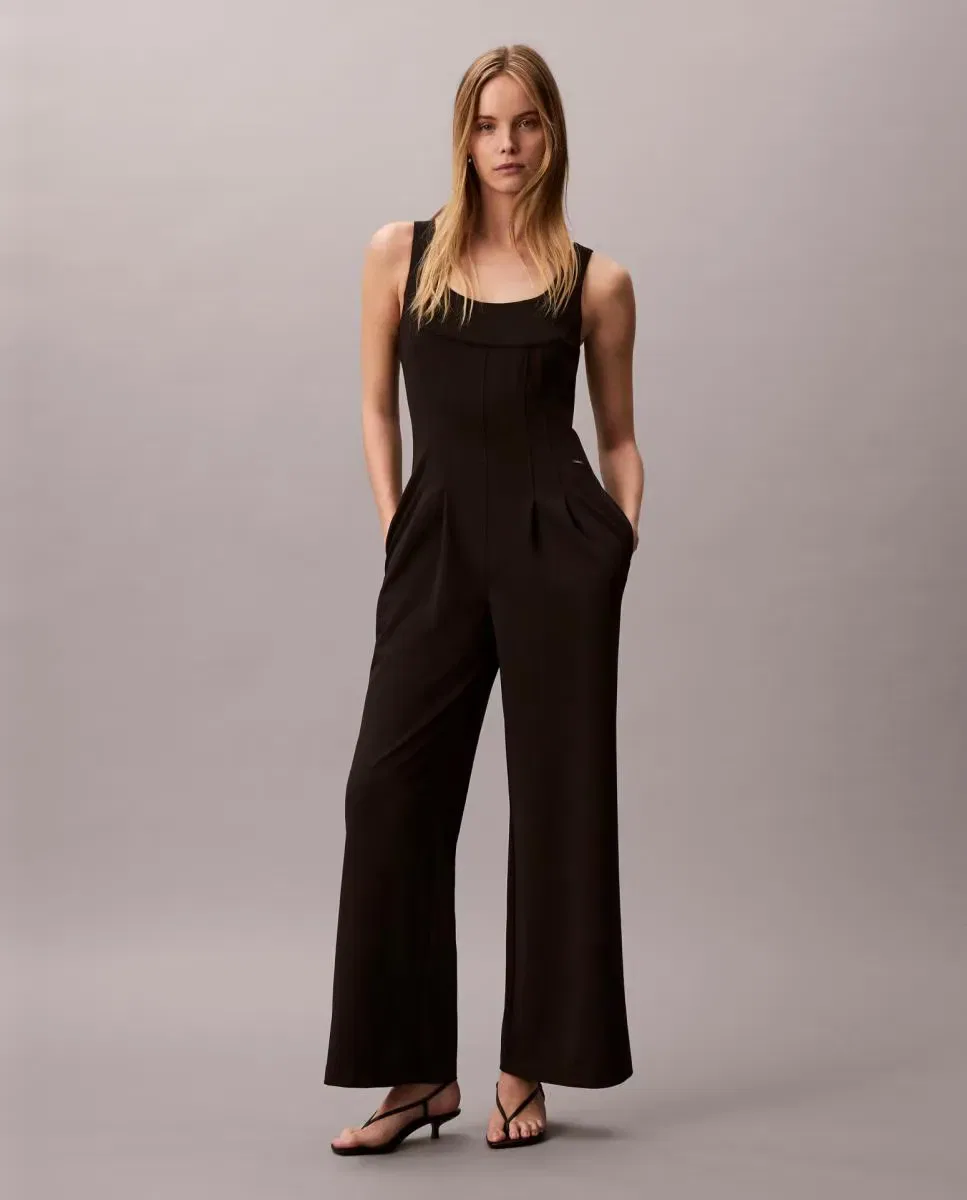 Женский комбинезон макси с круглым вырезом Calvin Klein, Negro
