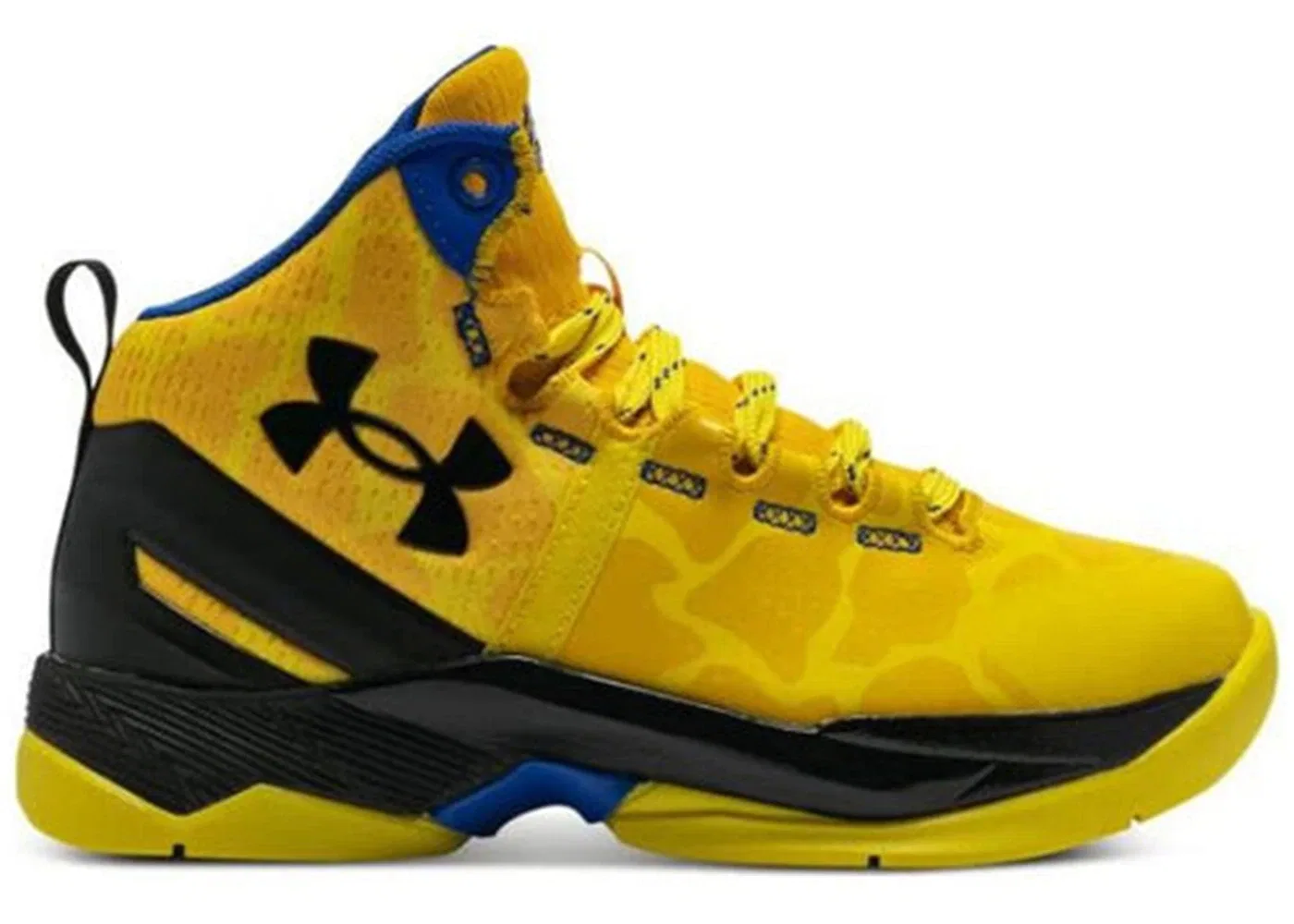 Детские кроссовки для мальчиков с длинным шнурком Under Armour Curry 2 Retro, Steeltown Gold/Taxi