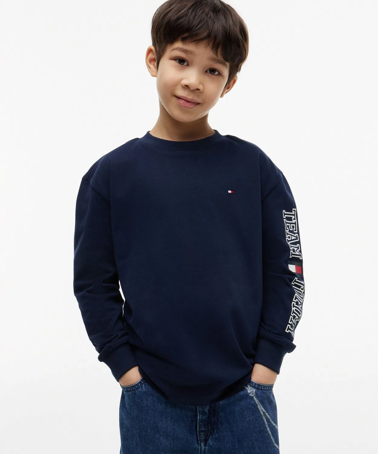 Детская футболка с длинным рукавомс графическим логотипом TOMMY HILFIGER, Navy