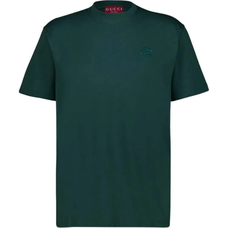 Мужская футболка с вышивкой Cotton jersey Green GUCCI