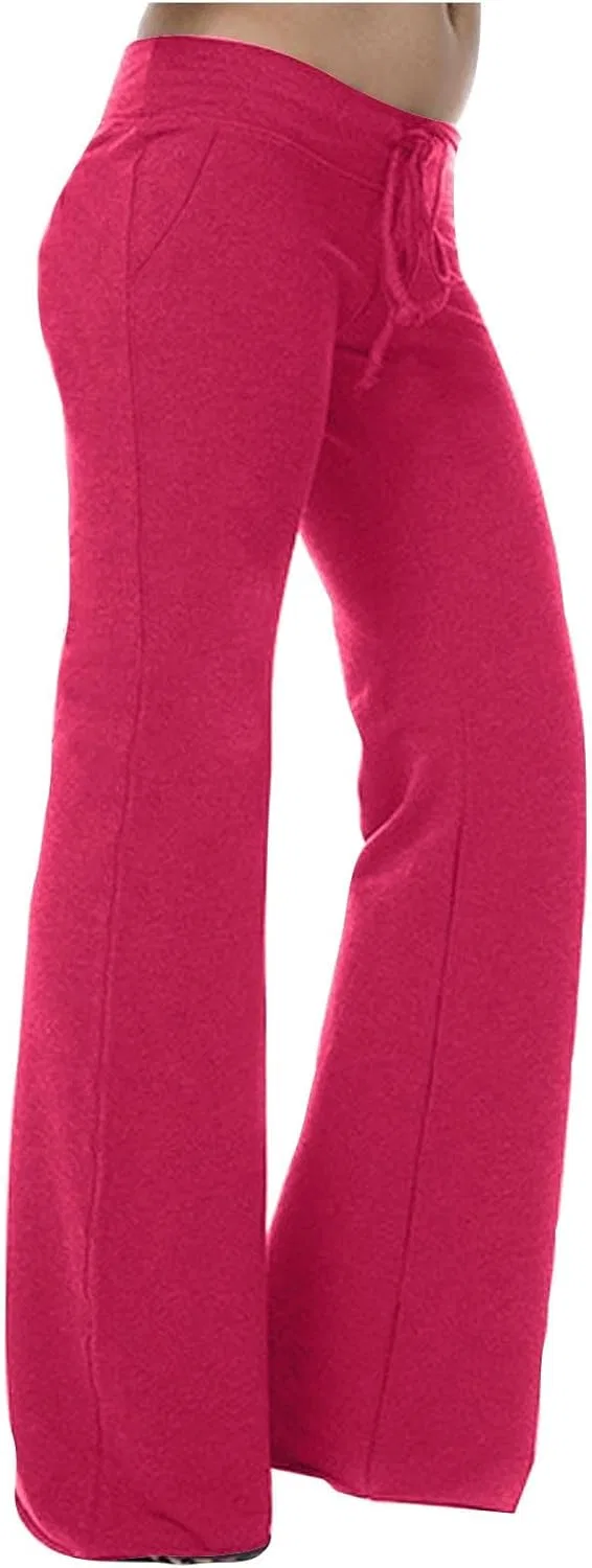 Широкие спортивные брюки с высокой талией на завязке, бренд Generic, цвет Hot Pink — фото 2