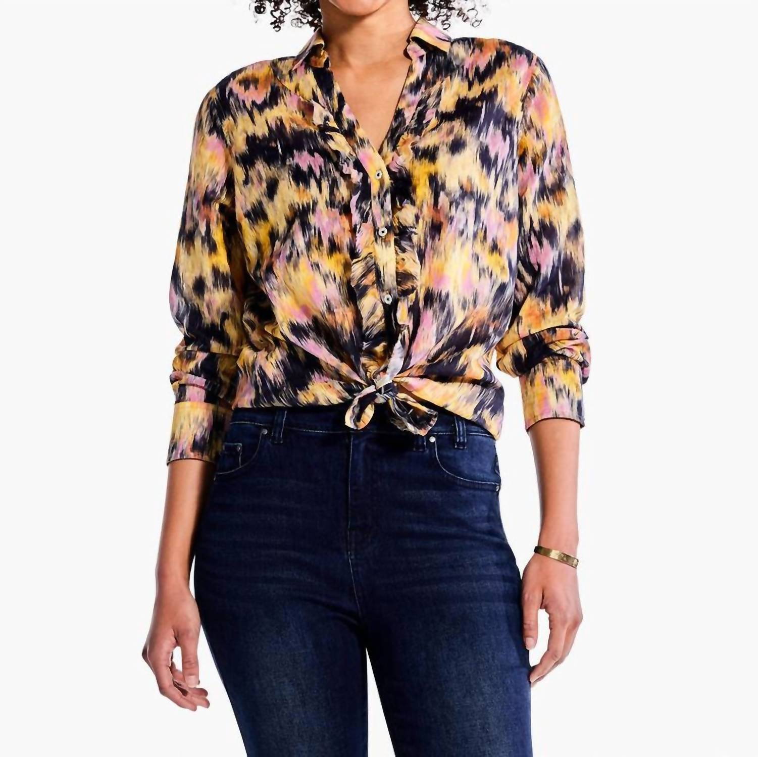 

Рубашка Dreamy Refined Ruffled Shirt в желтом цвете Multi Nic + Zoe