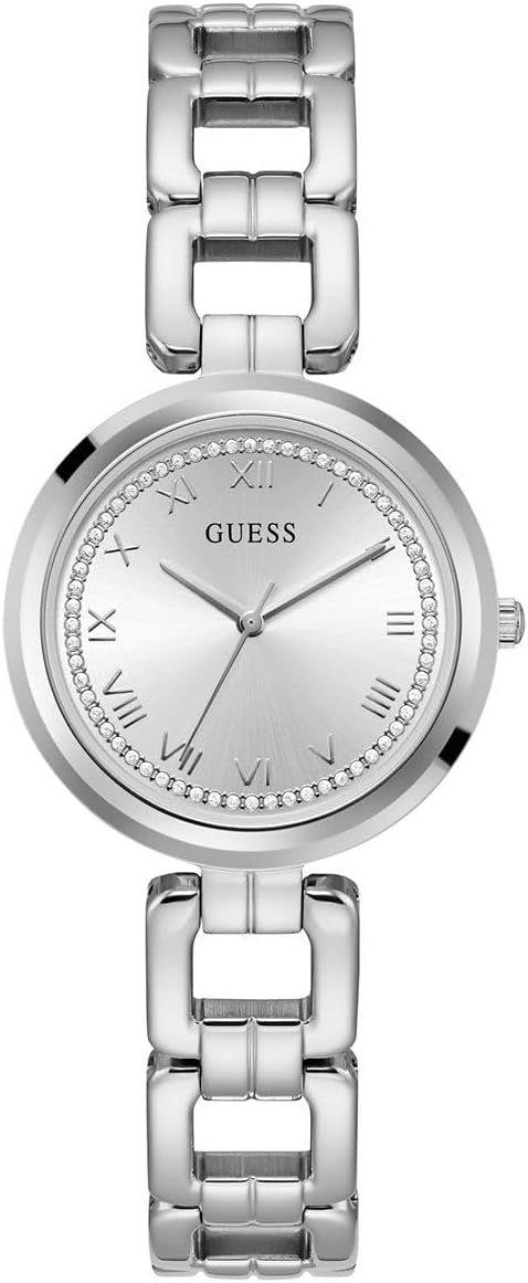 

GUESS Factory круглые аналоговые часы серебристого тона