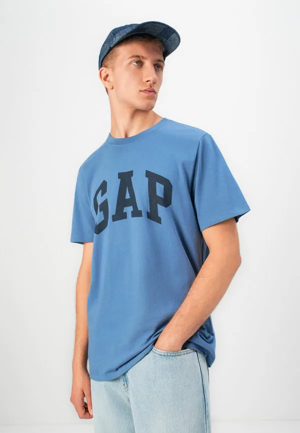 Повседневная мягкая базовая футболка с логотипом Gap, Bainbridge Blue — фото 4