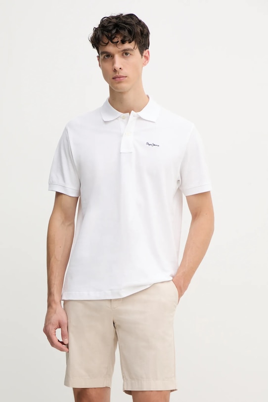 

Хлопковая поло Essential Polo с контрастным логотипом Pepe Jeans, белый