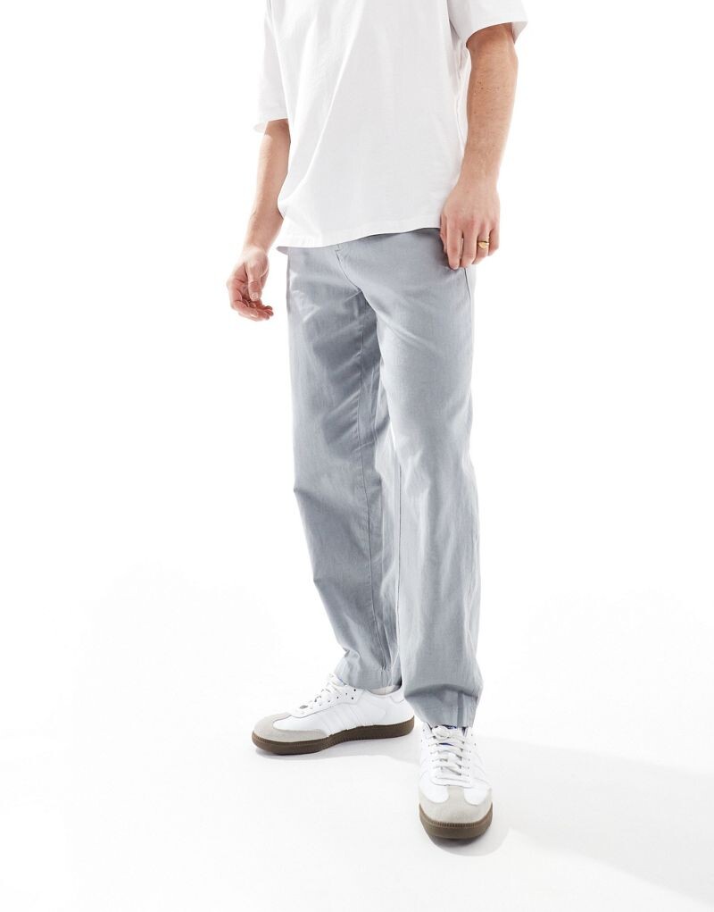 

Серые зауженные брюки из хлопка и льна Ben Sherman