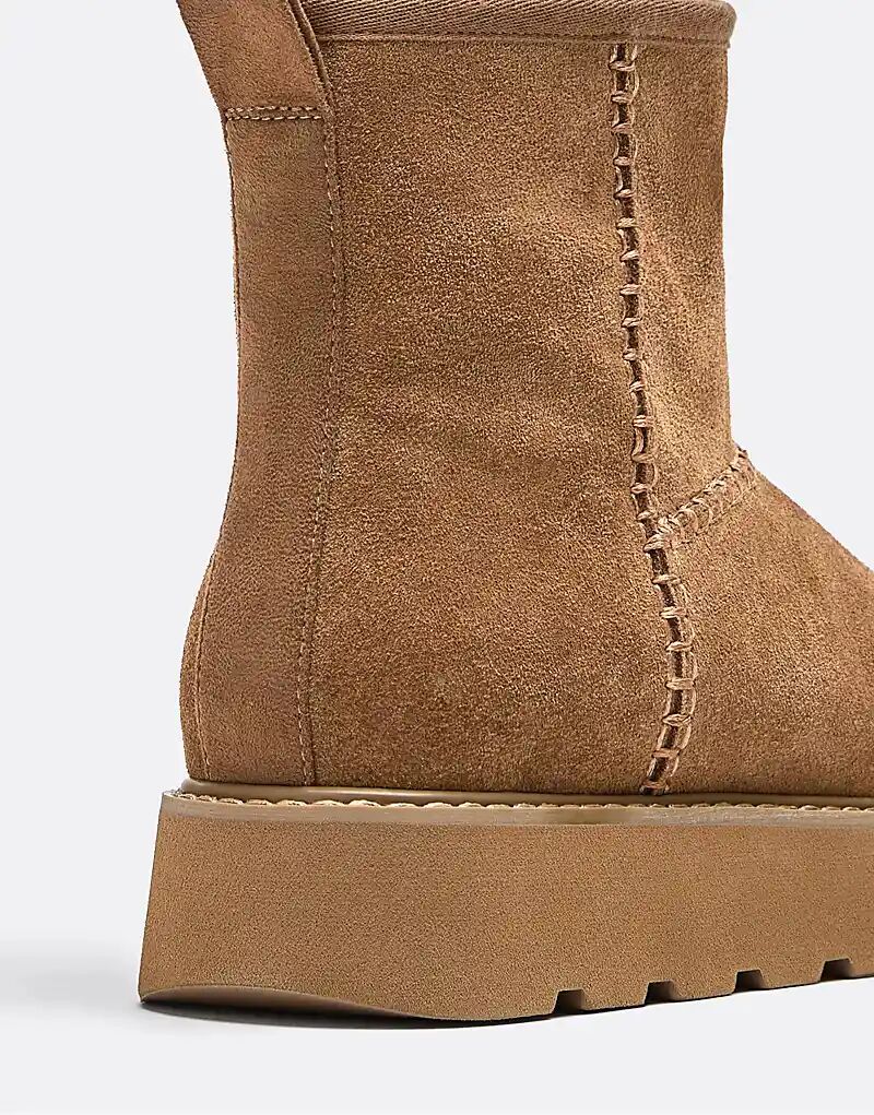 Ботильоны Stradivarius на платформе с подкладкой из искусственного меха бежевого цвета — фото 3