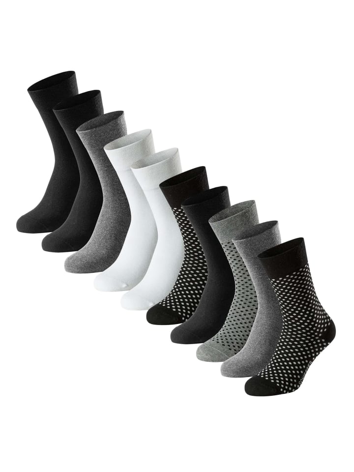 

Schiesser Носки, упаковка из 10 штук, в черно-серо-бело-черно-в горошек