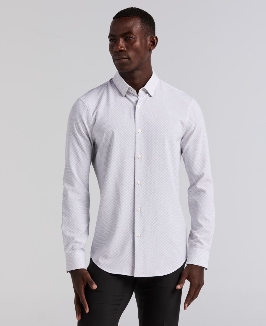 

Мужская приталенная рубашка с геометрическим принтом в виде ромбов Perry Ellis, Chiseled stone