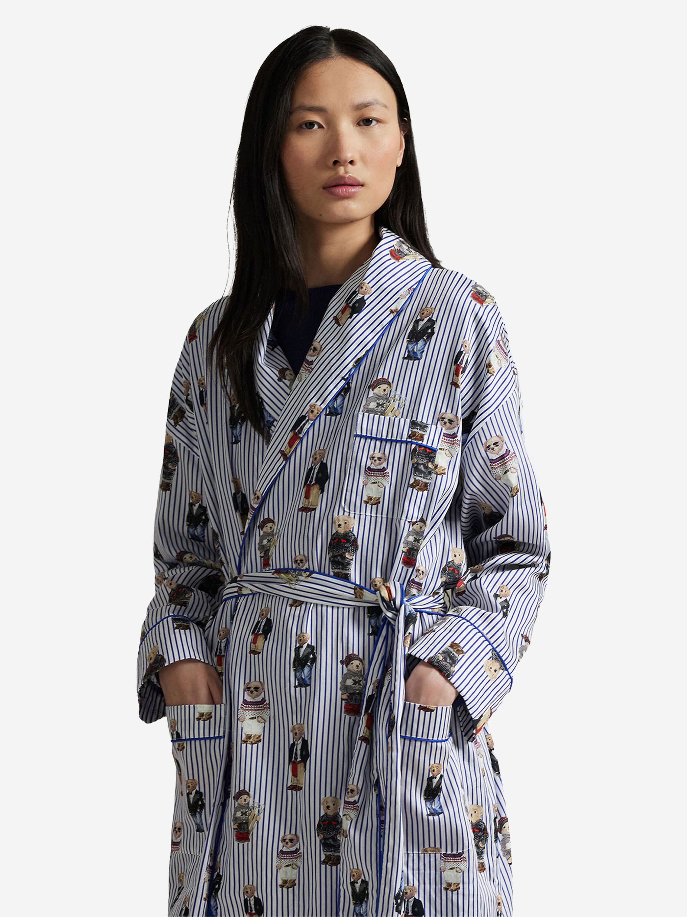 Polo Ralph Lauren Короткий халат 'Iconic Bear' в светло-голубом, смешанные цвета — фото 4