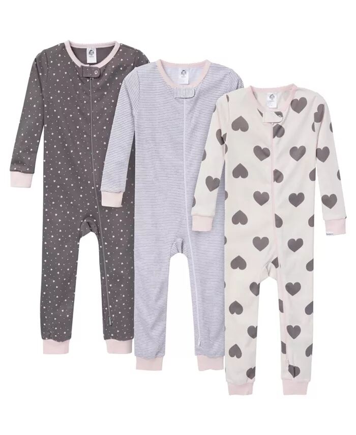

Пижама Snug Fit без ножек для девочек, 3 шт. в упаковке Gerber, серый