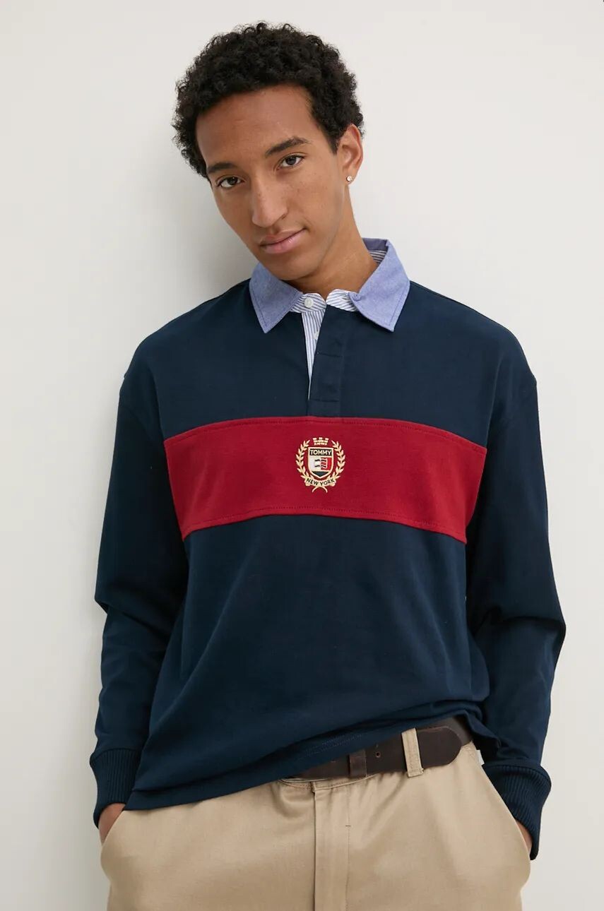 

Хлопковый топ Tommy Jeans с длинными рукавами, темно-синий