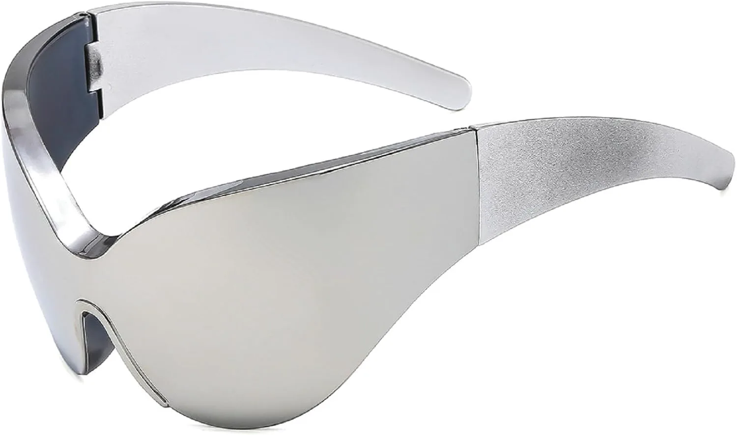 

Солнцезащитные очки Y2K One Piece для женщин, винтажные, роскошные, в стиле хип-хоп, вогнутые, «кошачий глаз», модные солнцезащитные очки для мужчин mincl, Silver