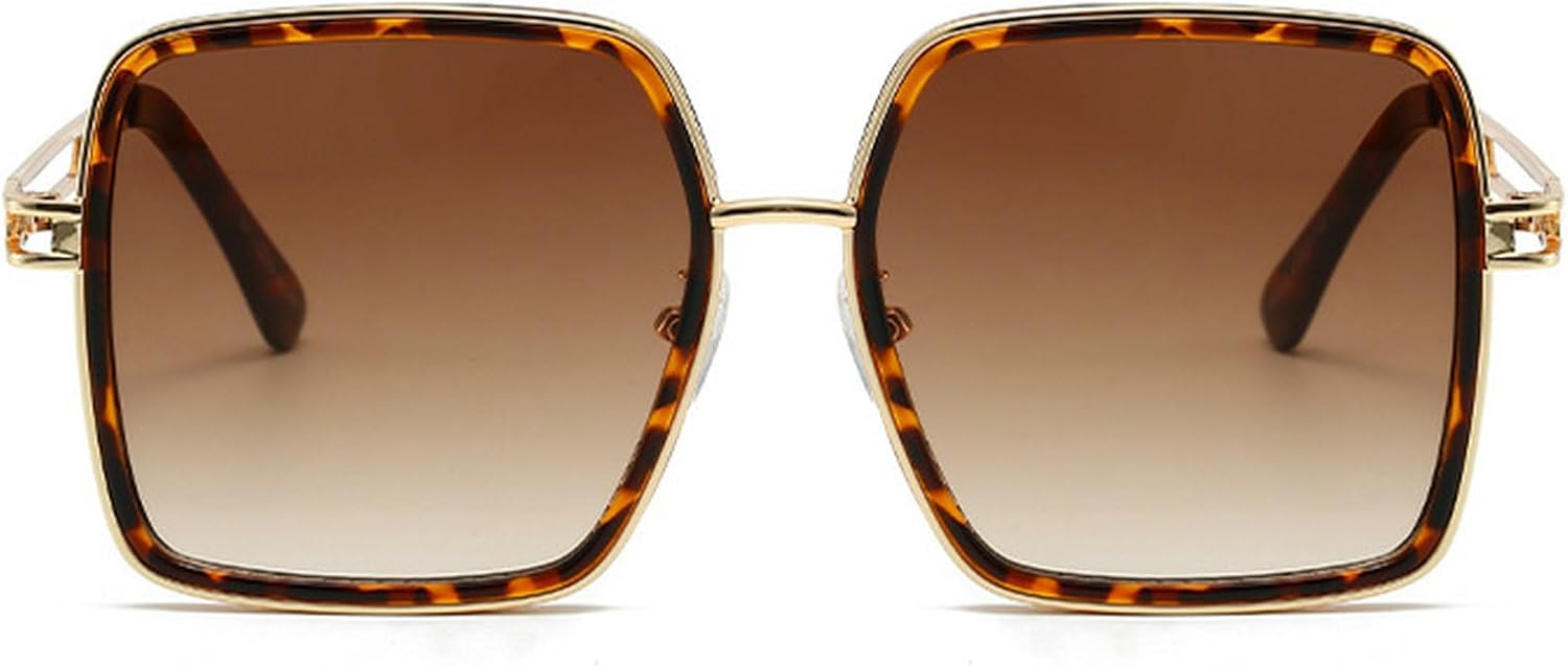 

Солнцезащитные очки в стиле ретро квадратной формы для женщин и мужчин, модные солнцезащитные очки с градиентным переходом цвета, винтажные металлические солнцезащитные очки с защитой от УФ-излучения mincl, Leopard Brown