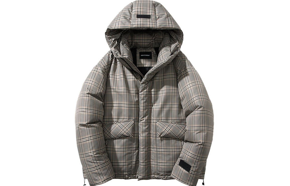 

GOLFCROSS Унисекс пуховик кофейный в клетку, Coffee Plaid
