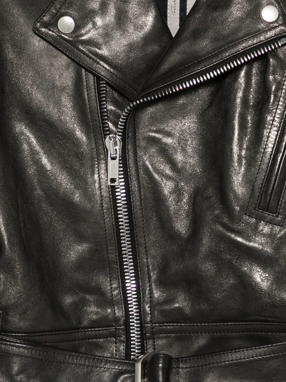 Кожаная куртка с поясом Rick Owens, черный — фото 3