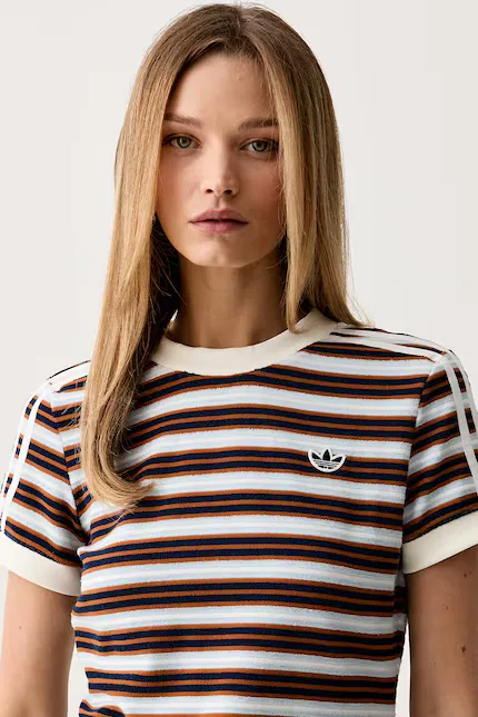 Футболка с коротким рукавом полосатая Adidas Originals, синий — фото 4