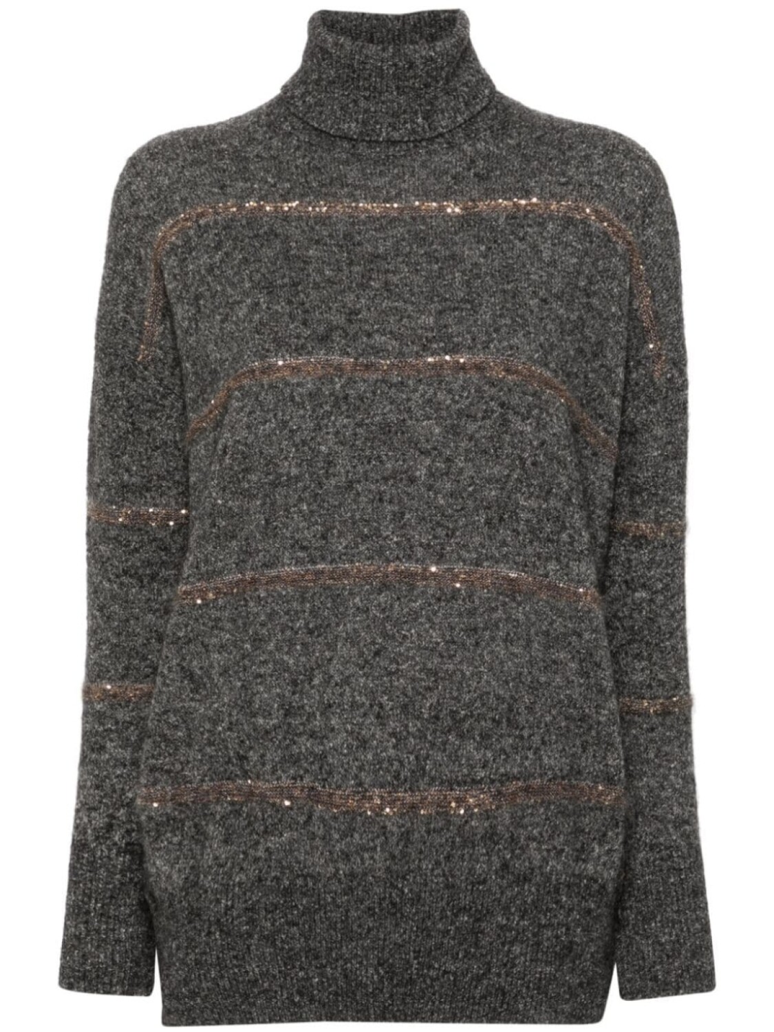

Brunello Cucinelli вязаный джемпер, украшенный пайетками, серый