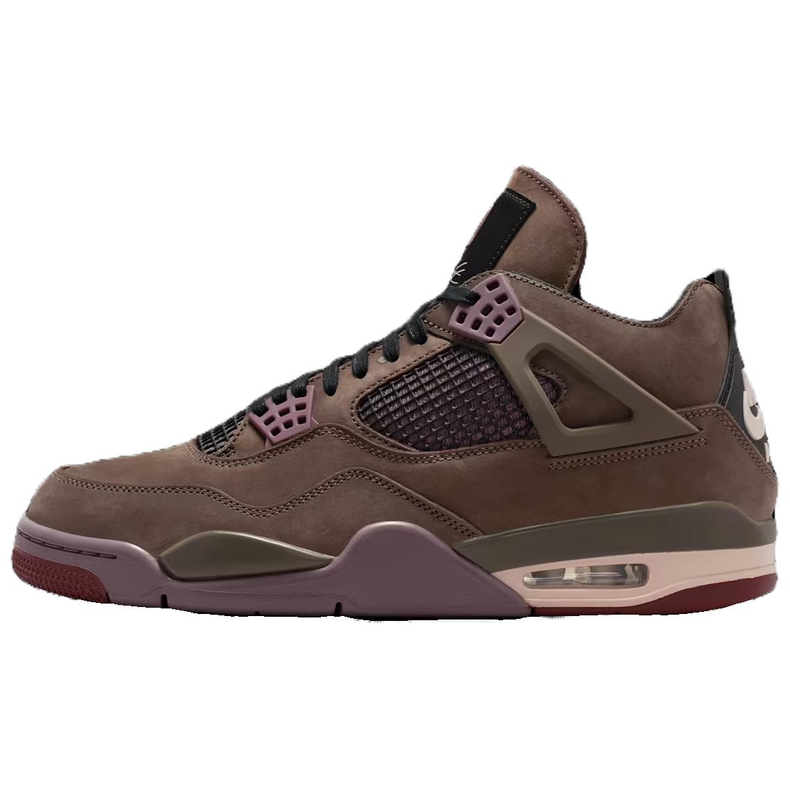 

Jordan A Ma Maniére x Air 4 устойчивые к скольжению и истиранию мид-топ винтажные баскетбольные кроссовки унисекс Brown