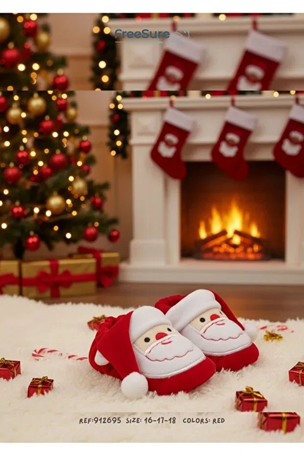 Детские пинетки для новорожденных с принтом Santa Claus Freesure, Red — фото 4