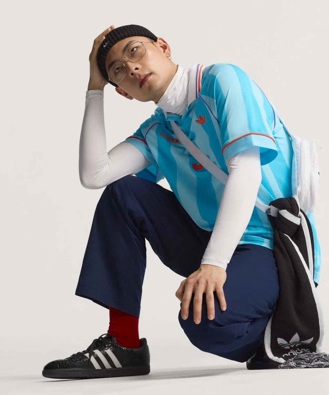 Мужская футболка с жаккардовым принтом с коротким рукавом Adidas Originals, Blue — фото 3