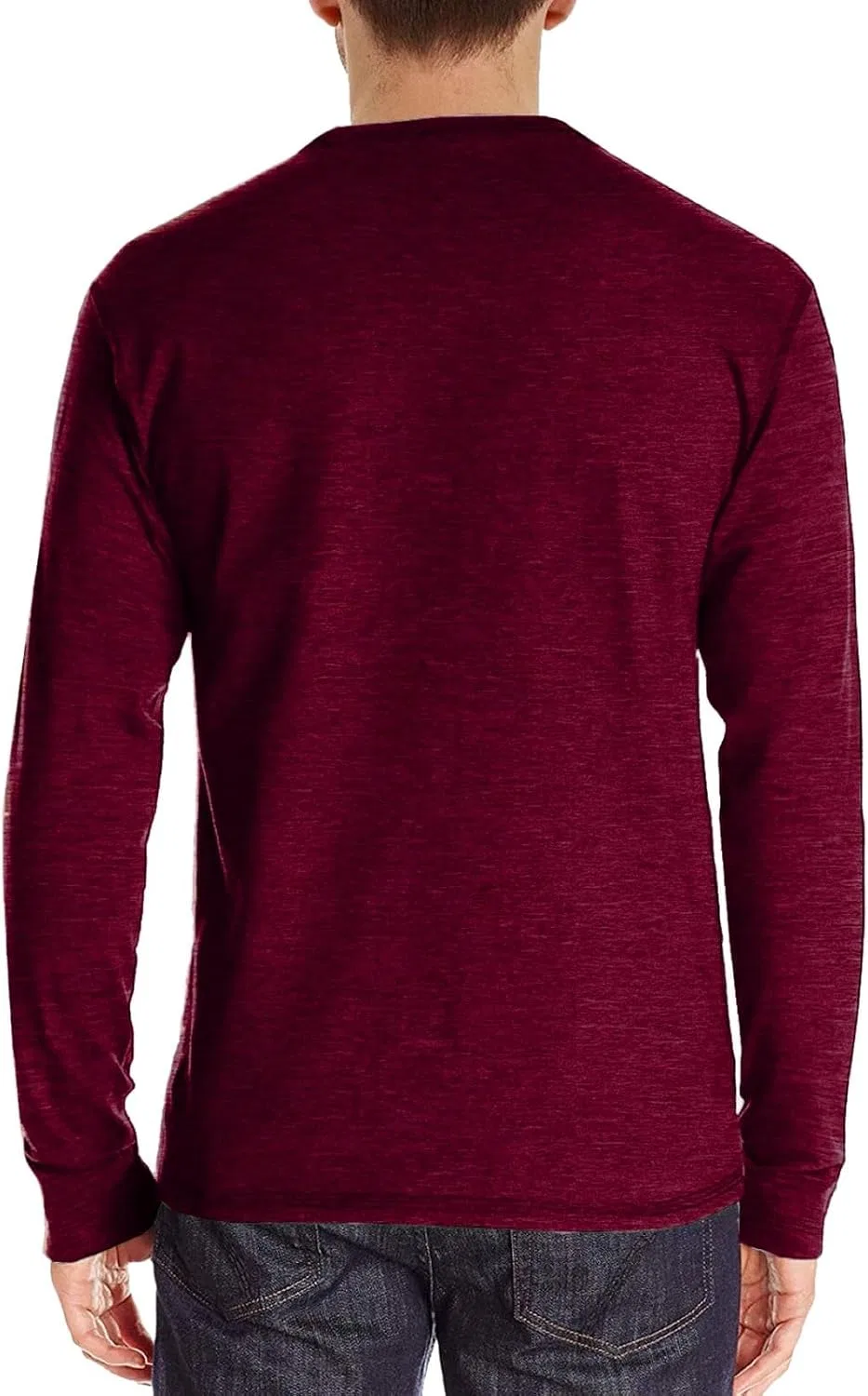 Мужская облегающая футболка с пуговицами Henley Generic, Wine — фото 3