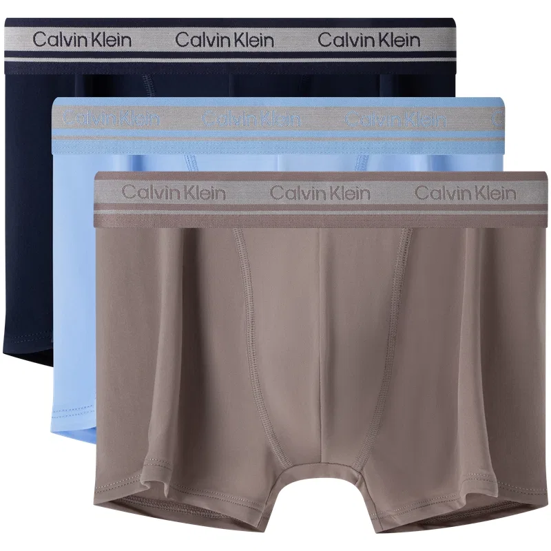 Мужские боксеры-слипы с принтом, комплект из 3 шт, Calvin Klein, Space Black/Sky Blue/Coffee