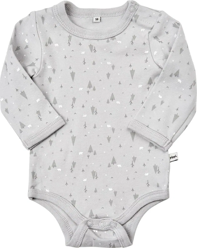 Боди с длинным рукавом Pippi Babywear, серый — фото 3