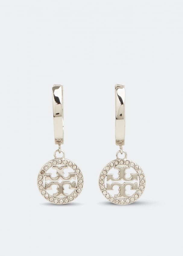 

Серьги TORY BURCH Miller Pave hoop earrings, серебряный