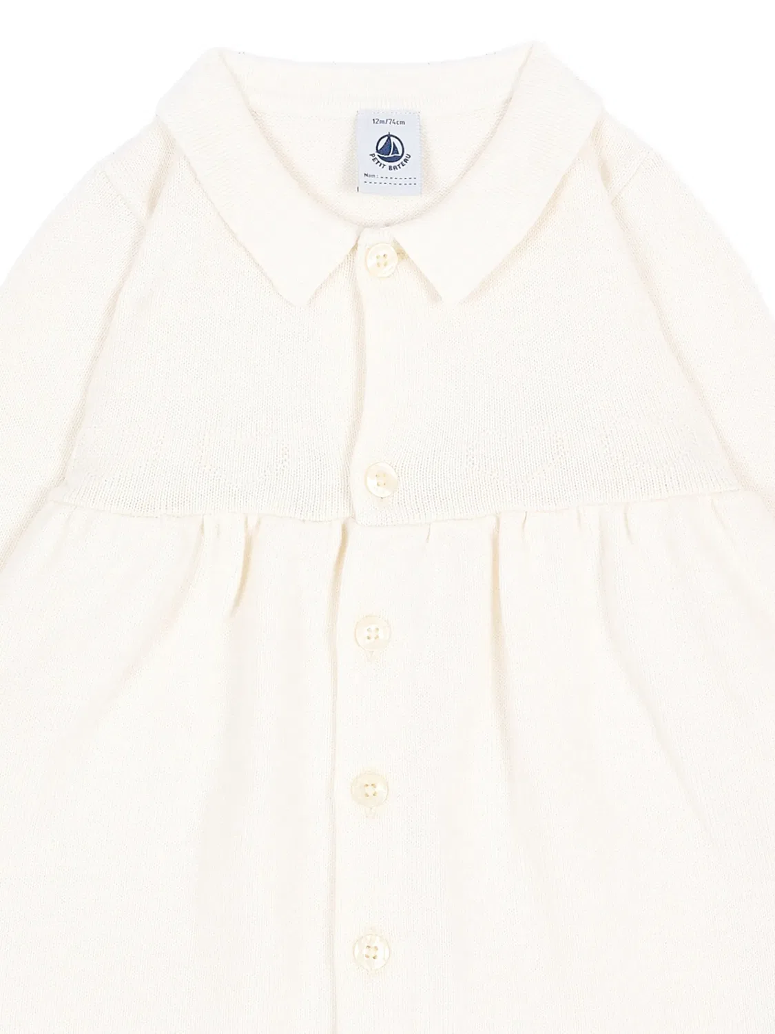 Трикотажное платье на пуговицах Petit Bateau, белый — фото 3